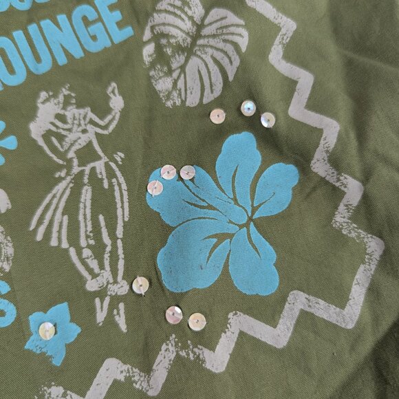 Old Navy Green HULA Tote Bag Cotton Sequin Accents 2004 Nostalgia Millennial Y2K - Picture 6 of 8
